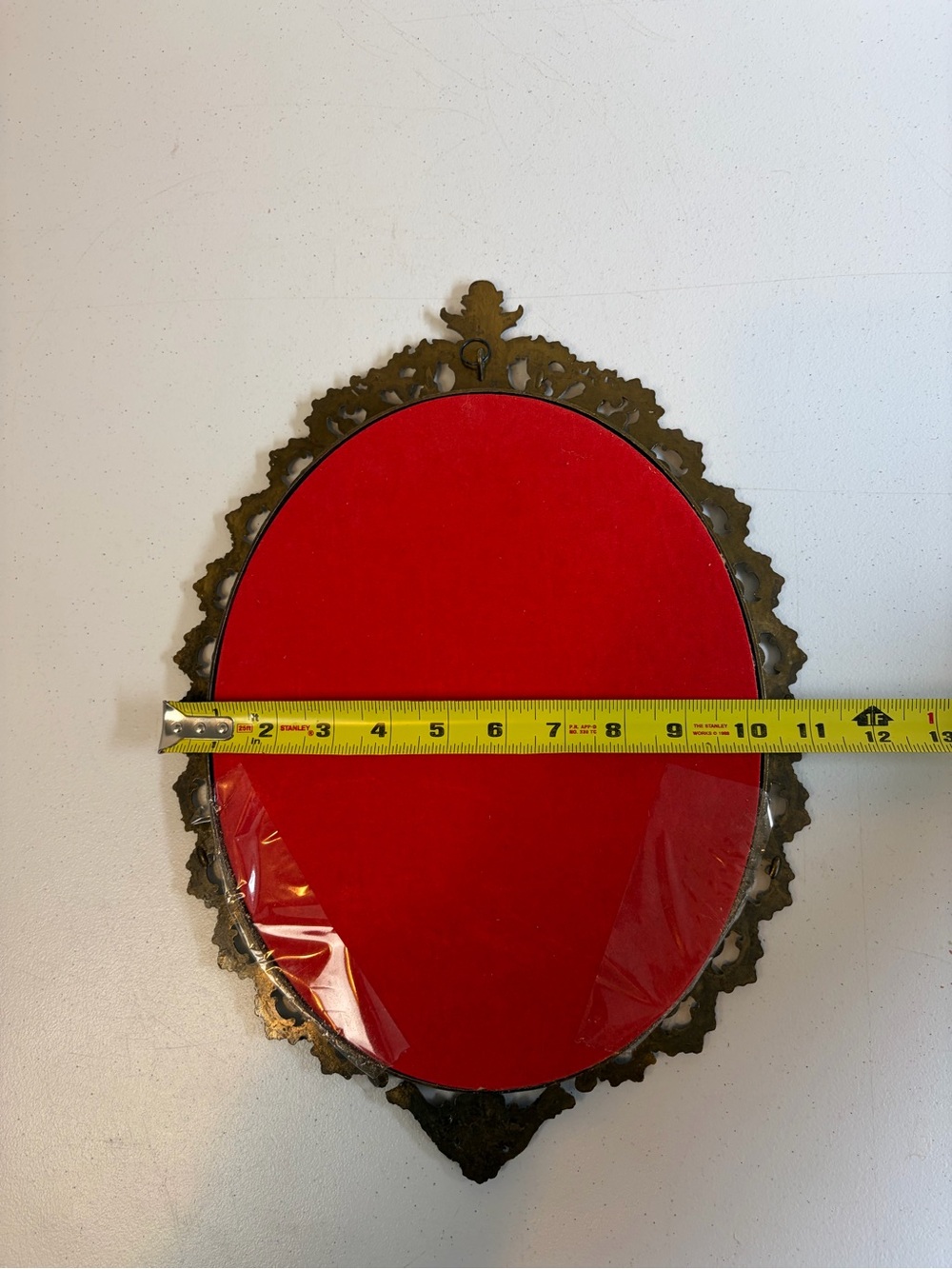Vintage Convex Glass Landscape Art Ornate Metal Oval Frame Rococo Wall Decor - Picture 10 of 10